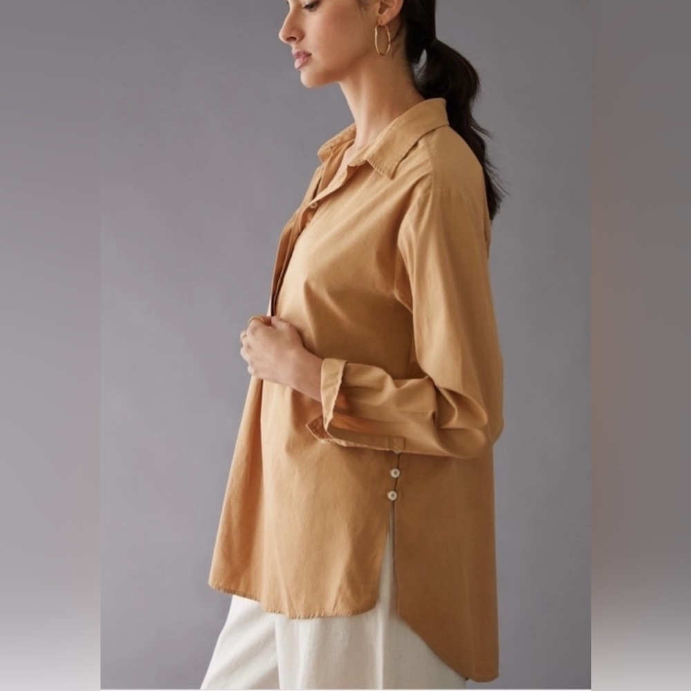 🆕 NWT By Anthropologie Side-Button Tunic Blouse • XS • Copper • Sold out online